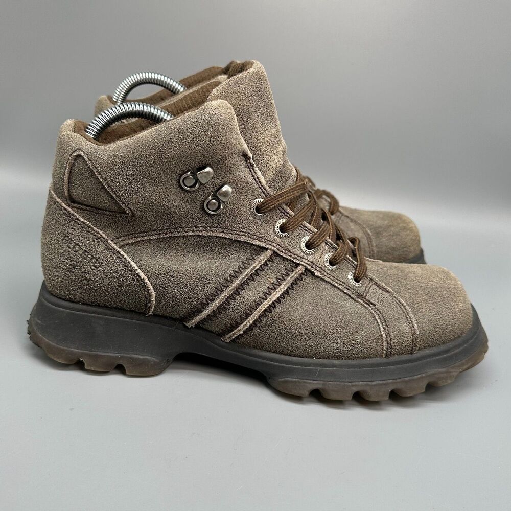 BED STU Mens 8 Brown Suede Leather Hiking Boots Lace-Up Round Toe Ankle Casual